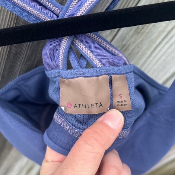 Athleta Blue Crisscross Back Sports Bra‎ Size S Workout Yoga Activewear - Picture 4 of 10